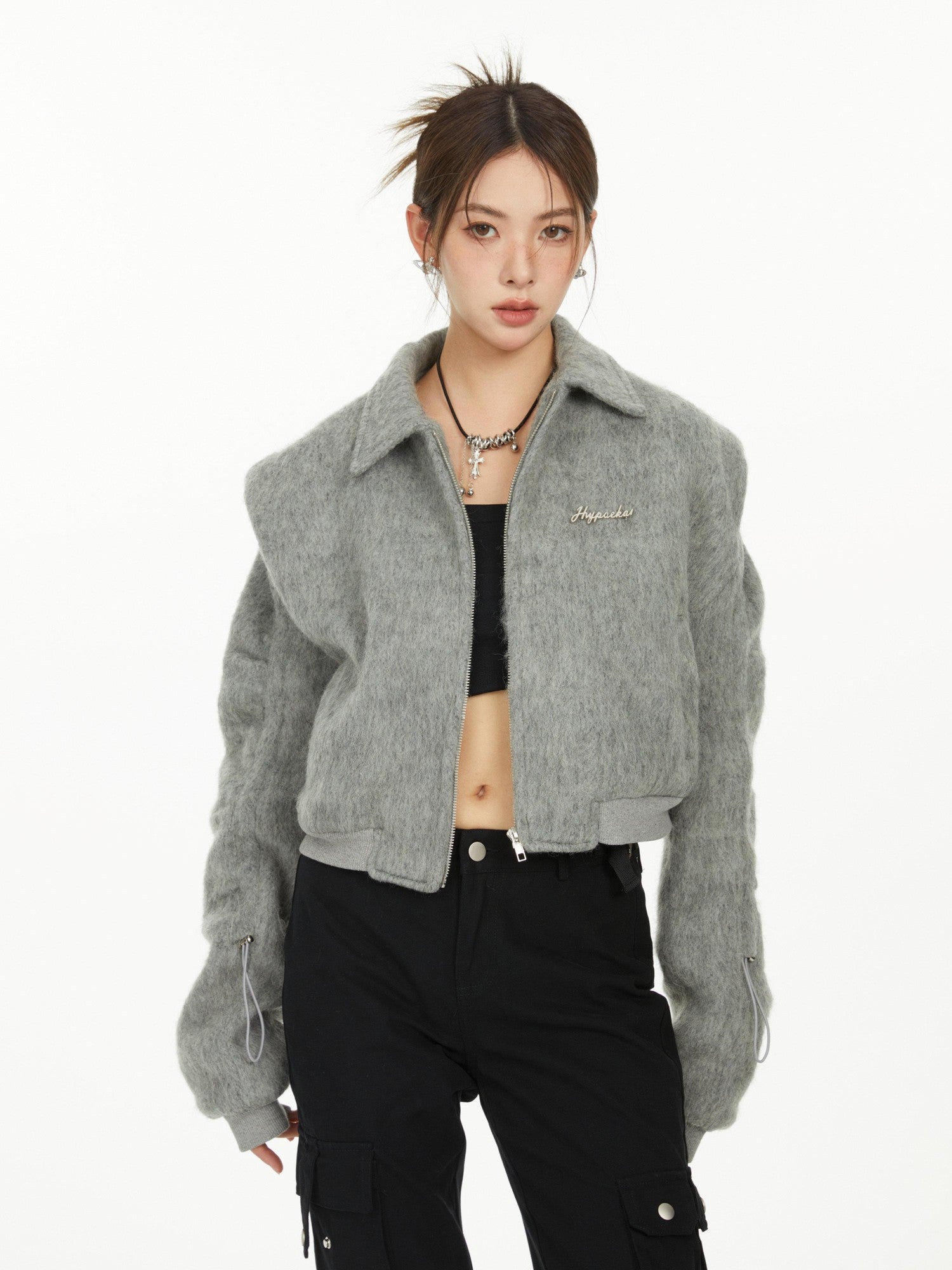 Hypoekai Fluffy Boxy Short Casual Versatile Women's Faux Fur Cropped Jackets