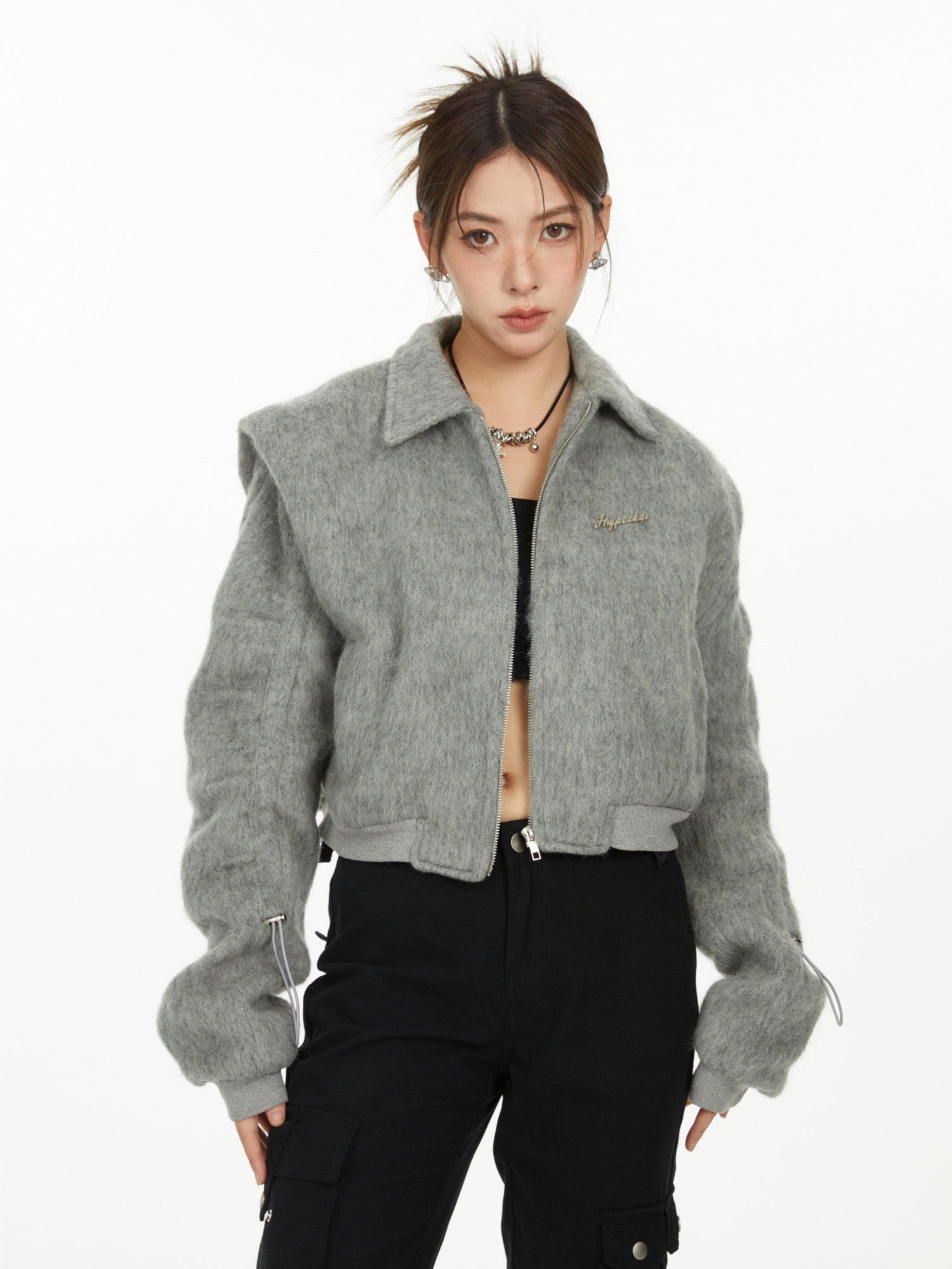 Hypoekai Fluffy Boxy Short Casual Versatile Women's Faux Fur Cropped Jackets