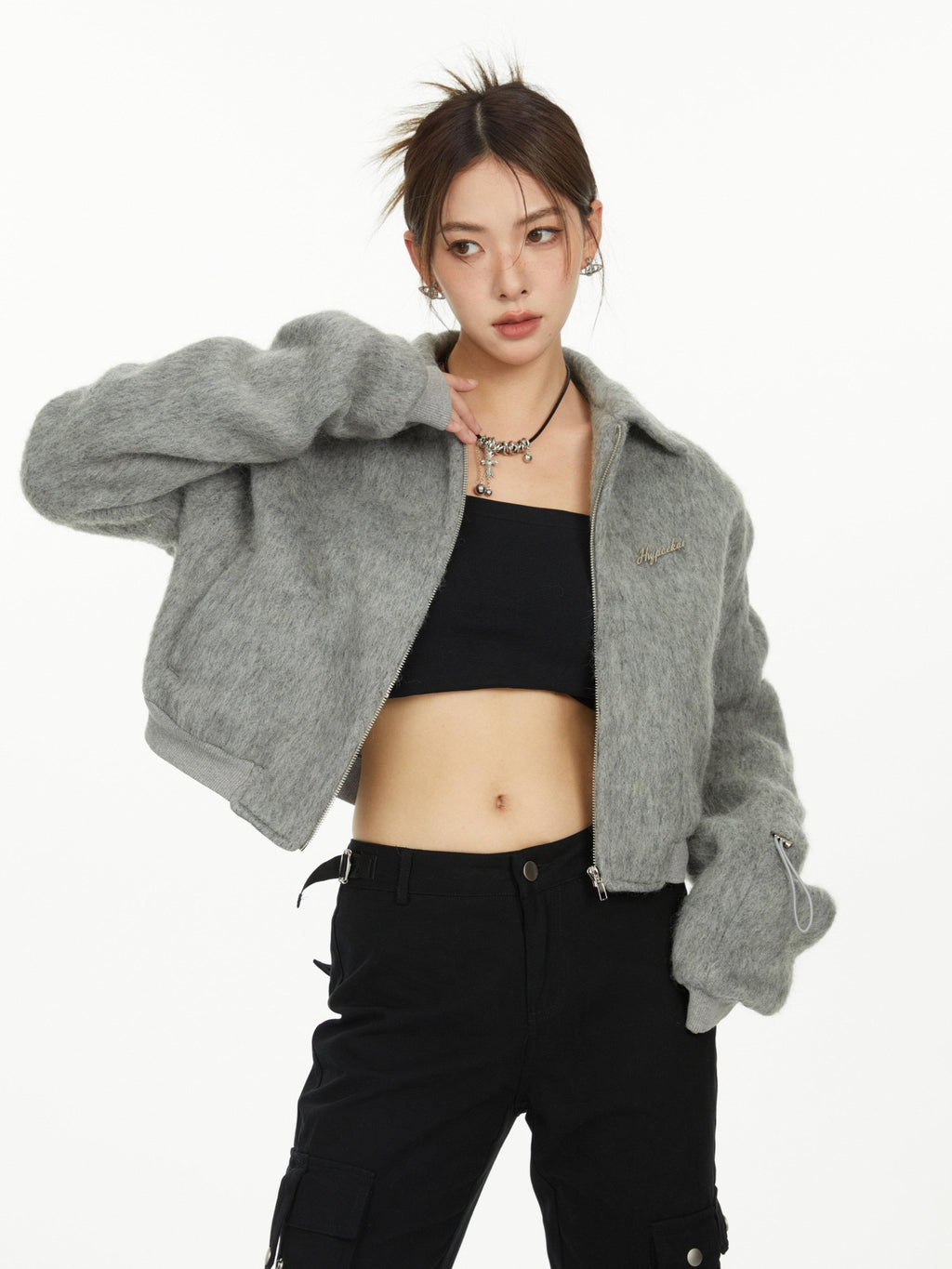 Hypoekai Fluffy Boxy Short Casual Versatile Women's Faux Fur Cropped Jackets