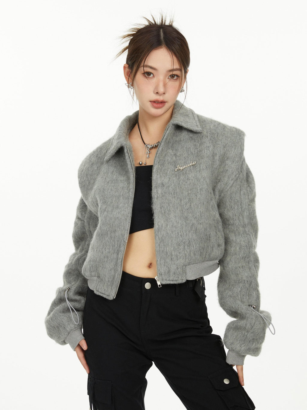 Hypoekai Fluffy Boxy Short Casual Versatile Women's Faux Fur Cropped Jackets