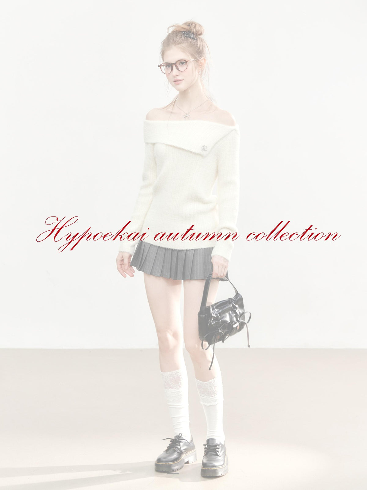 Hypoekai Fuzzy Soft Slanted Off Shoulder Loose Fit Women's Knit Off-shoulder Sweaters