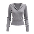 Hypoekai_Gray_Shawl_Collar_Collegiate_Waist_Cinch_Women's_Knit_Button-up_Cardigans_1069735690510_MISSTT