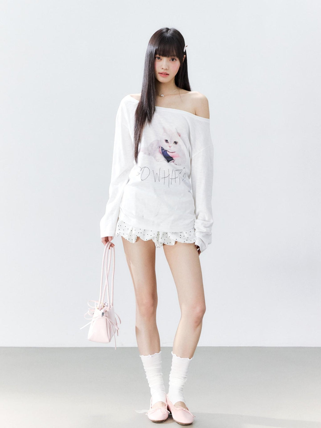 Hypoekai Kitten Print Oversized Sun Protective Women's Slub Cotton Long Sleeve T-shirts