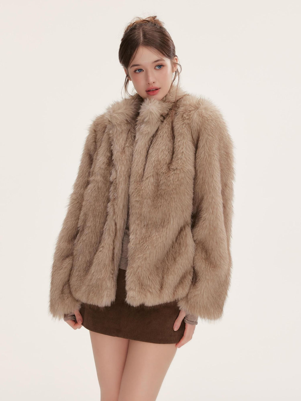 Hypoekai Long Hair Loose Fit Warm Women's Faux Fur Coats