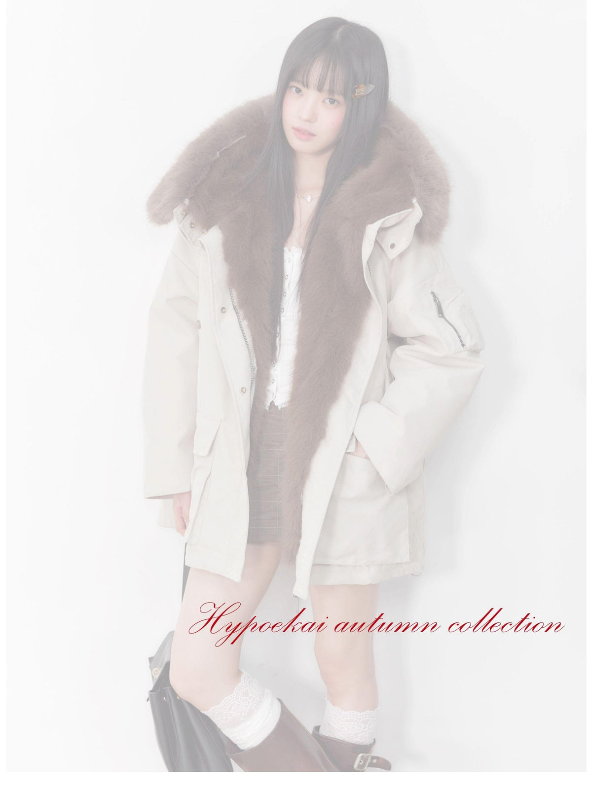 Hypoekai Loose Fit Longline Hooded Faux Fur Collar Solid Women's Puffer Jackets