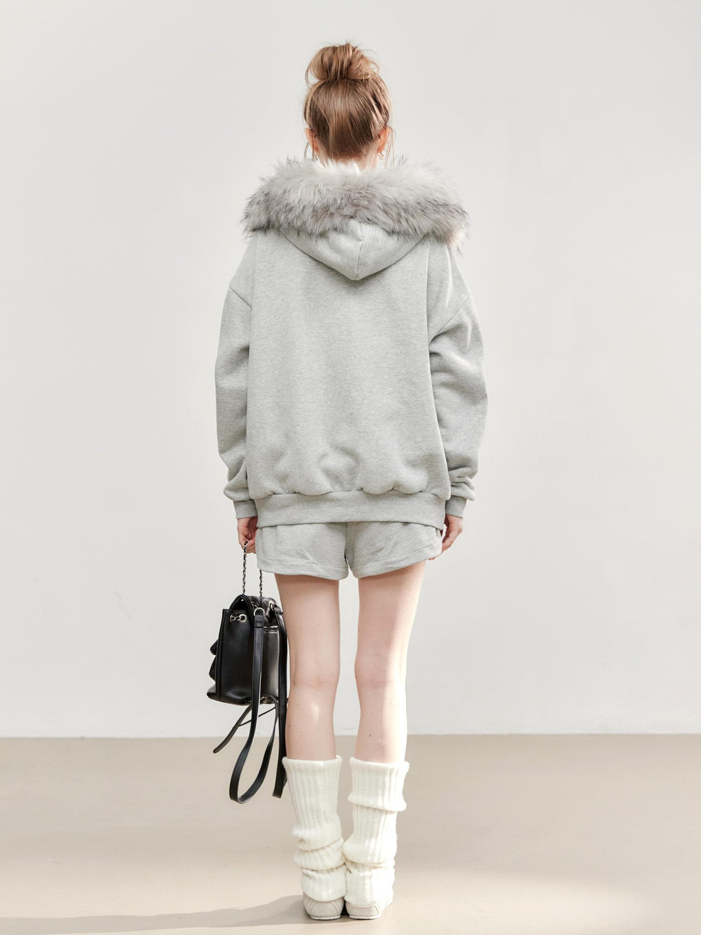 Hypoekai Oversized Solid Loose Fit Cotton Women's Zip-up Hoodies