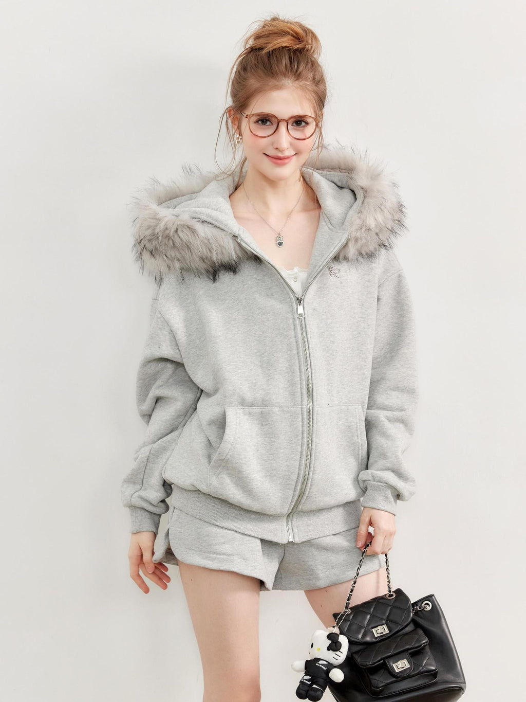 Hypoekai Oversized Solid Loose Fit Cotton Women's Zip-up Hoodies