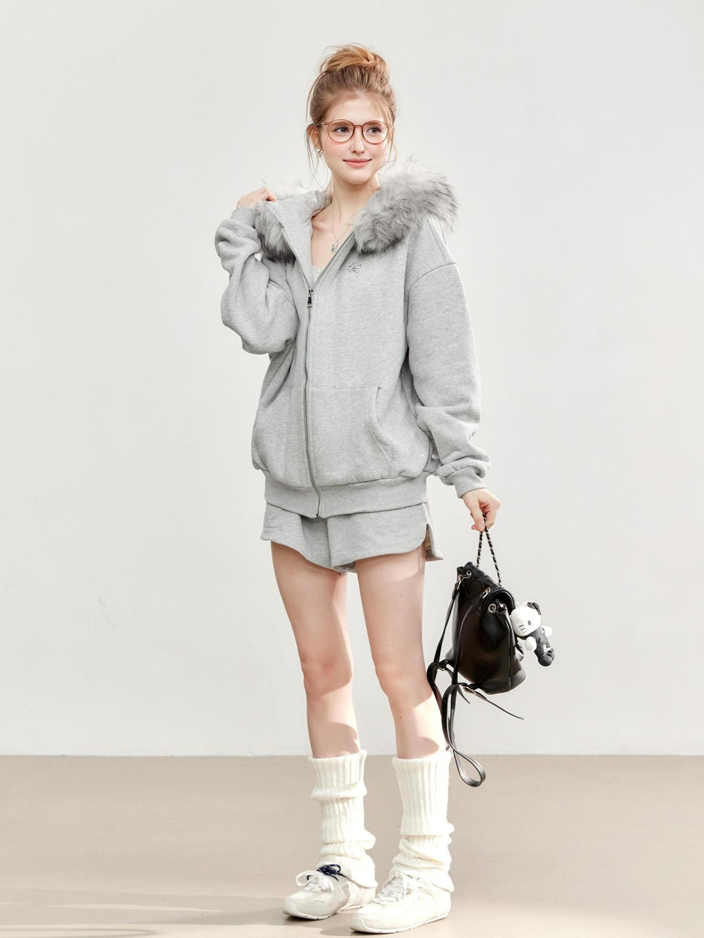 Hypoekai Oversized Solid Loose Fit Cotton Women's Zip-up Hoodies