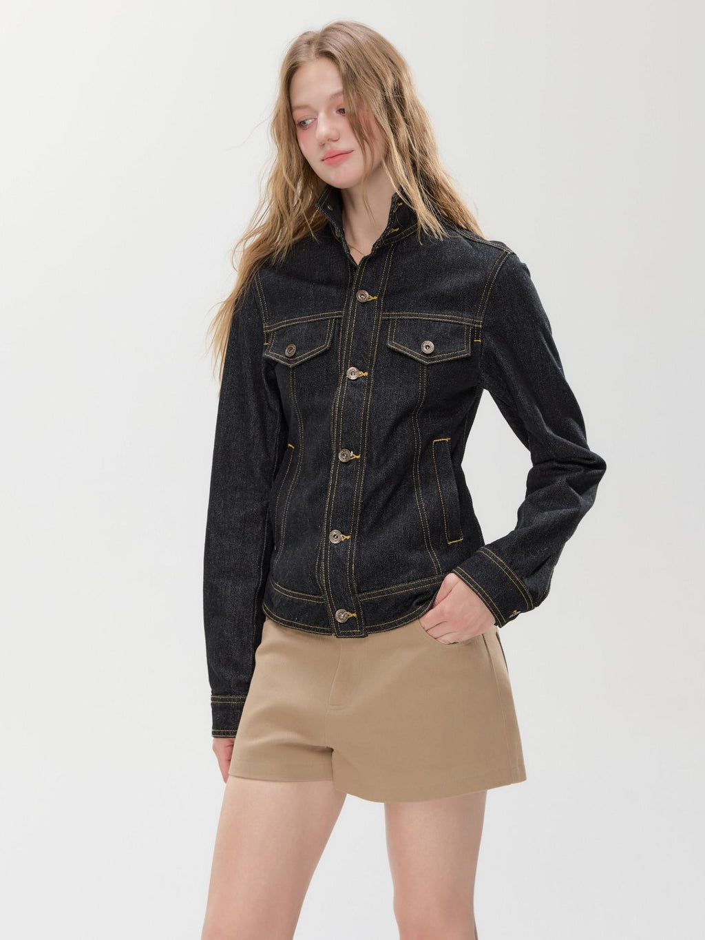 Hypoekai Raw Indigo Slimming Cinched Waist Women's Cotton Denim Jackets