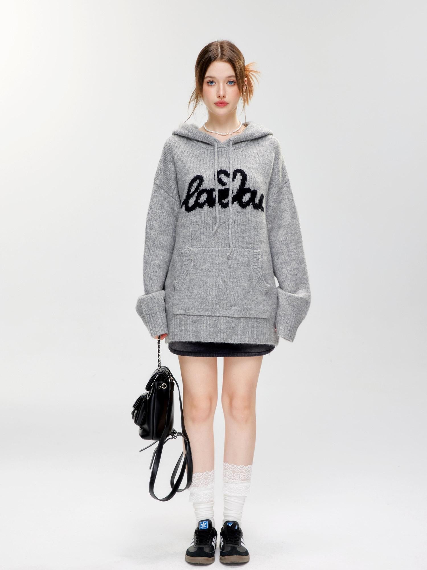 Hypoekai Relaxed Oversized Hooded Casual Pullover Women's Knit Hoodies