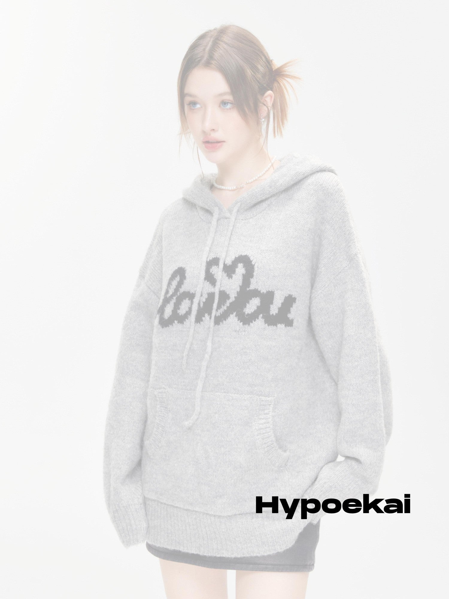Hypoekai Relaxed Oversized Hooded Casual Pullover Women's Knit Hoodies