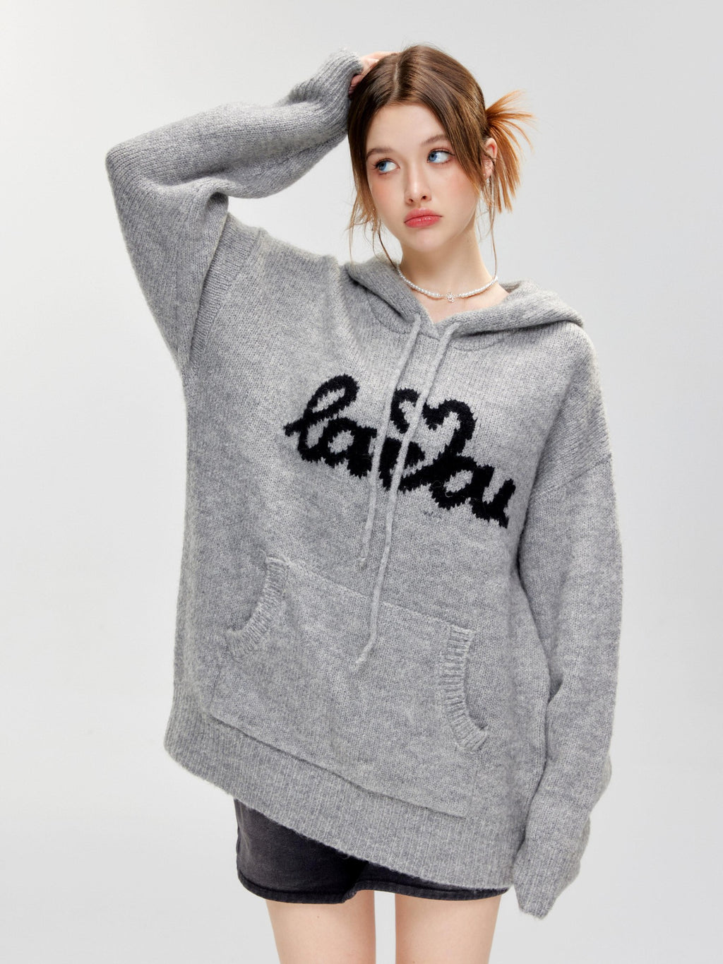 Hypoekai Relaxed Oversized Hooded Casual Pullover Women's Knit Hoodies