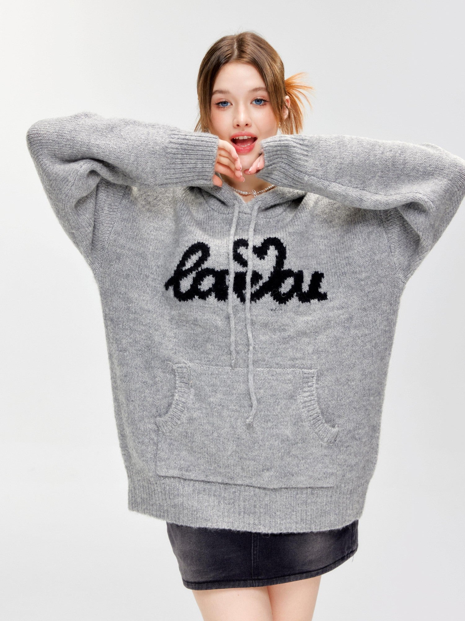Hypoekai Relaxed Oversized Hooded Casual Pullover Women's Knit Hoodies