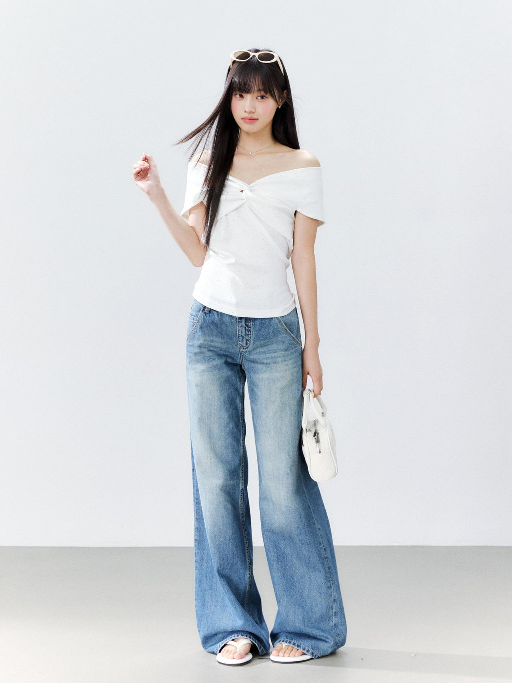 Hypoekai Rhinestone Off Shoulder Slim Fit Women's Short Sleeve T-shirts