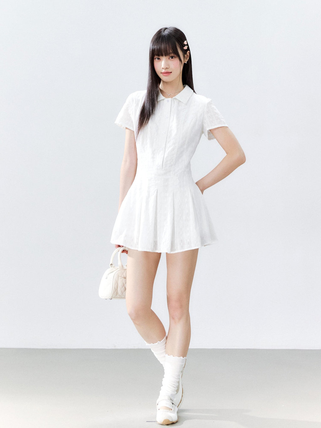 Hypoekai Slim Fit Lapel Collar Zipper Slimming Women's Casual Mini Dresses