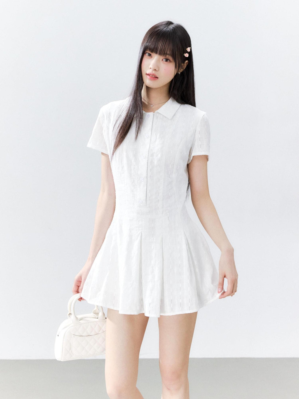 Hypoekai Slim Fit Lapel Collar Zipper Slimming Women's Casual Mini Dresses