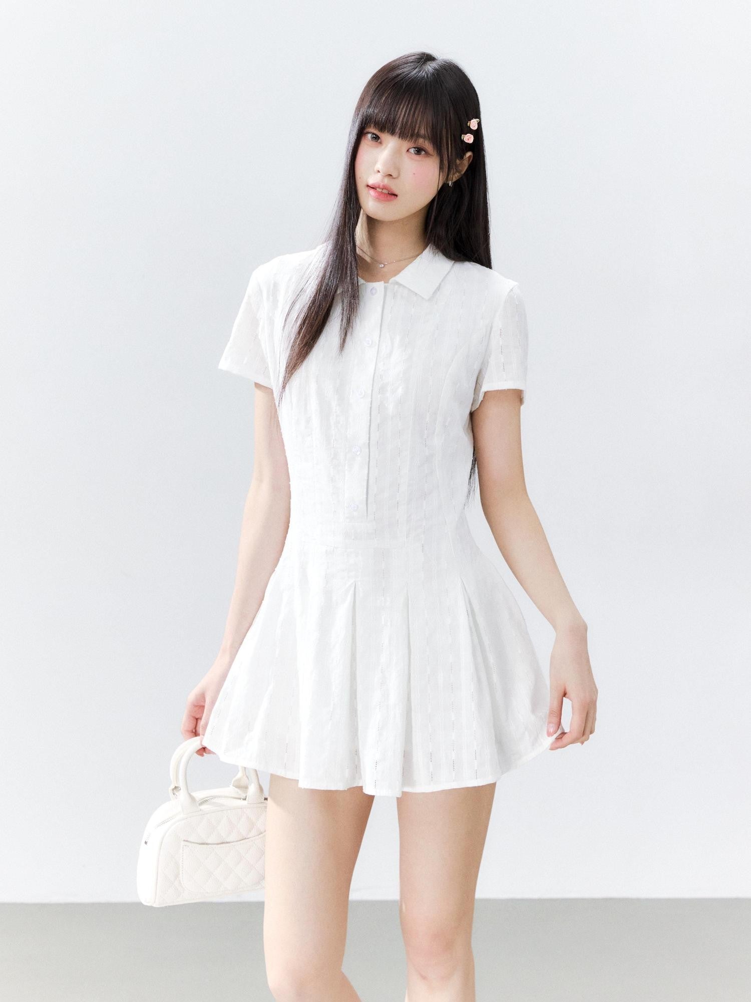 Hypoekai Slim Fit Lapel Collar Zipper Slimming Women's Casual Mini Dresses
