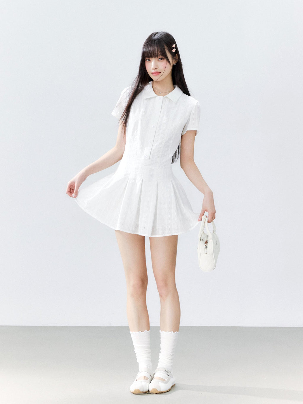 Hypoekai Slim Fit Lapel Collar Zipper Slimming Women's Casual Mini Dresses