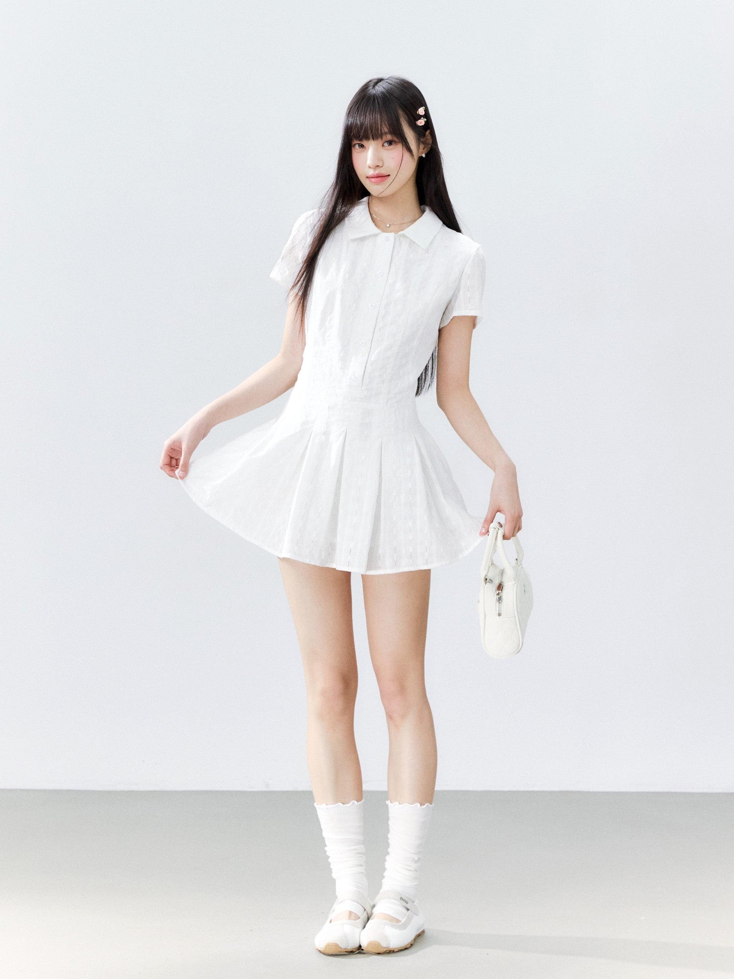 Hypoekai Slim Fit Lapel Collar Zipper Slimming Women's Casual Mini Dresses
