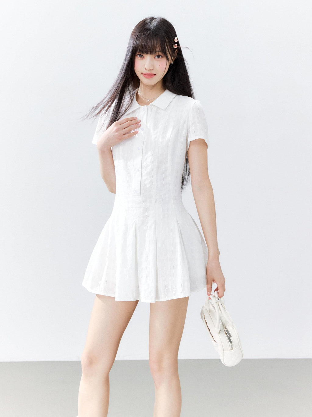 Hypoekai Slim Fit Lapel Collar Zipper Slimming Women's Casual Mini Dresses