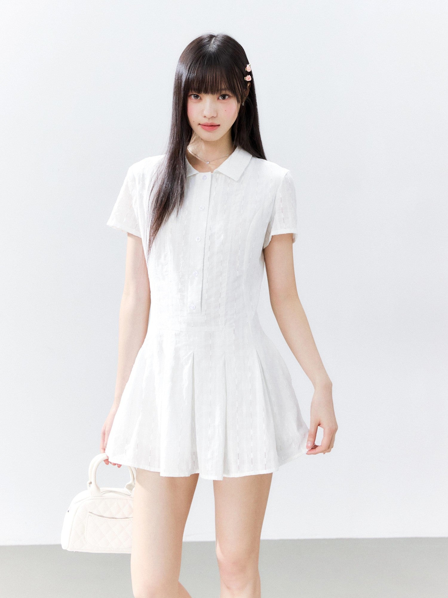 Hypoekai Slim Fit Lapel Collar Zipper Slimming Women's Casual Mini Dresses