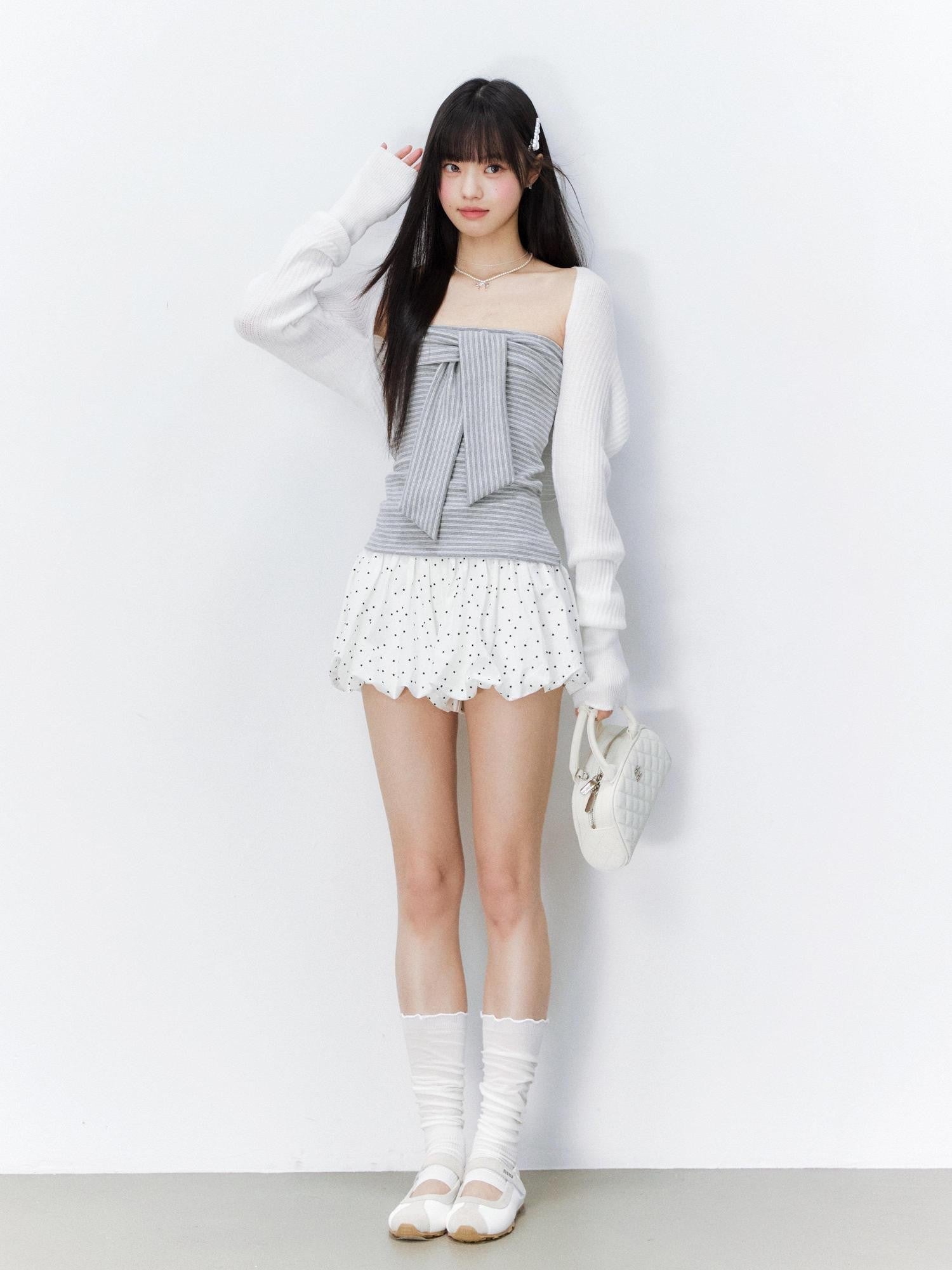 Hypoekai Striped Bustier Faux Two Piece Women's Cooling Knit Cardigans