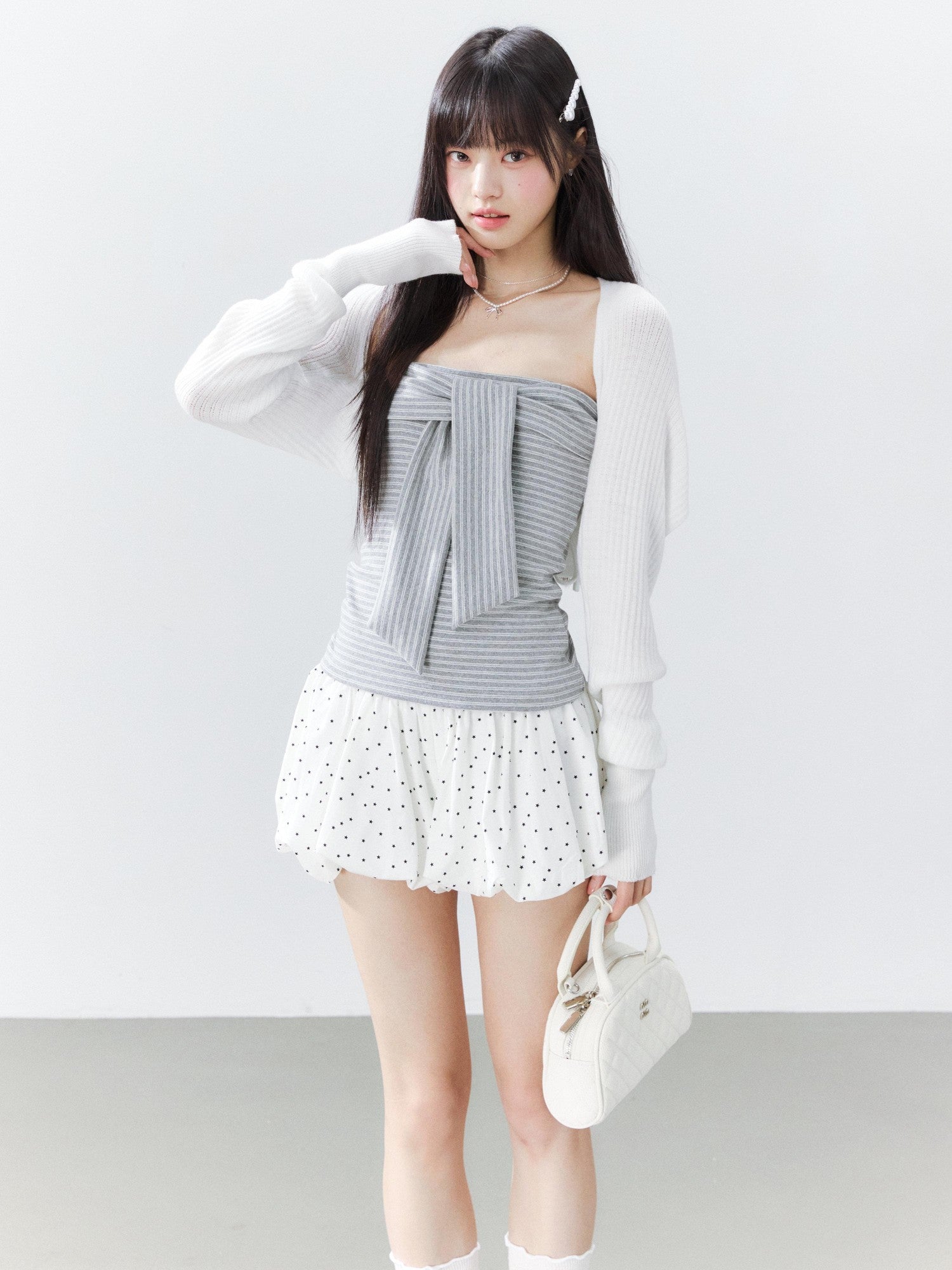 Hypoekai Striped Bustier Faux Two Piece Women's Cooling Knit Cardigans