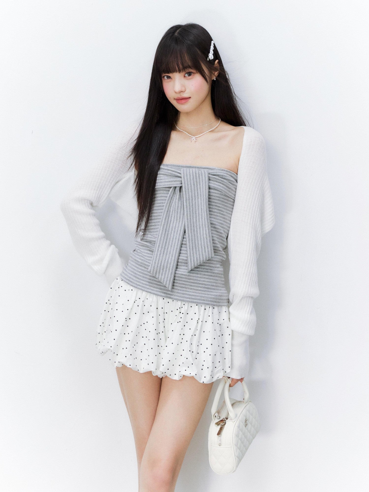 Hypoekai Striped Bustier Faux Two Piece Women's Cooling Knit Cardigans