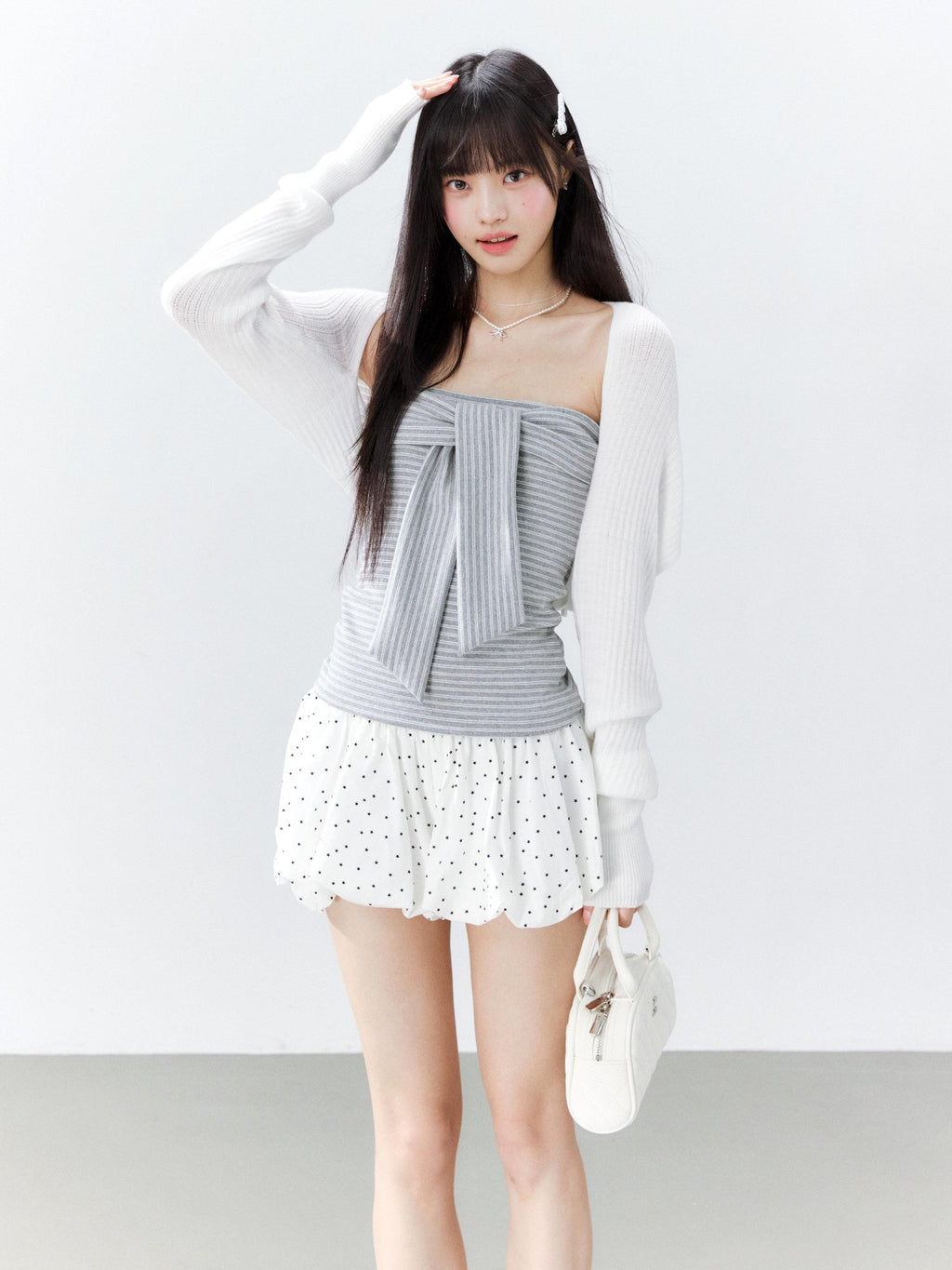 Hypoekai Striped Bustier Faux Two Piece Women's Cooling Knit Cardigans