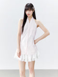 Hypoekai Striped Halter Neck Sleeveless Slim Fit Casual Women's Shirts