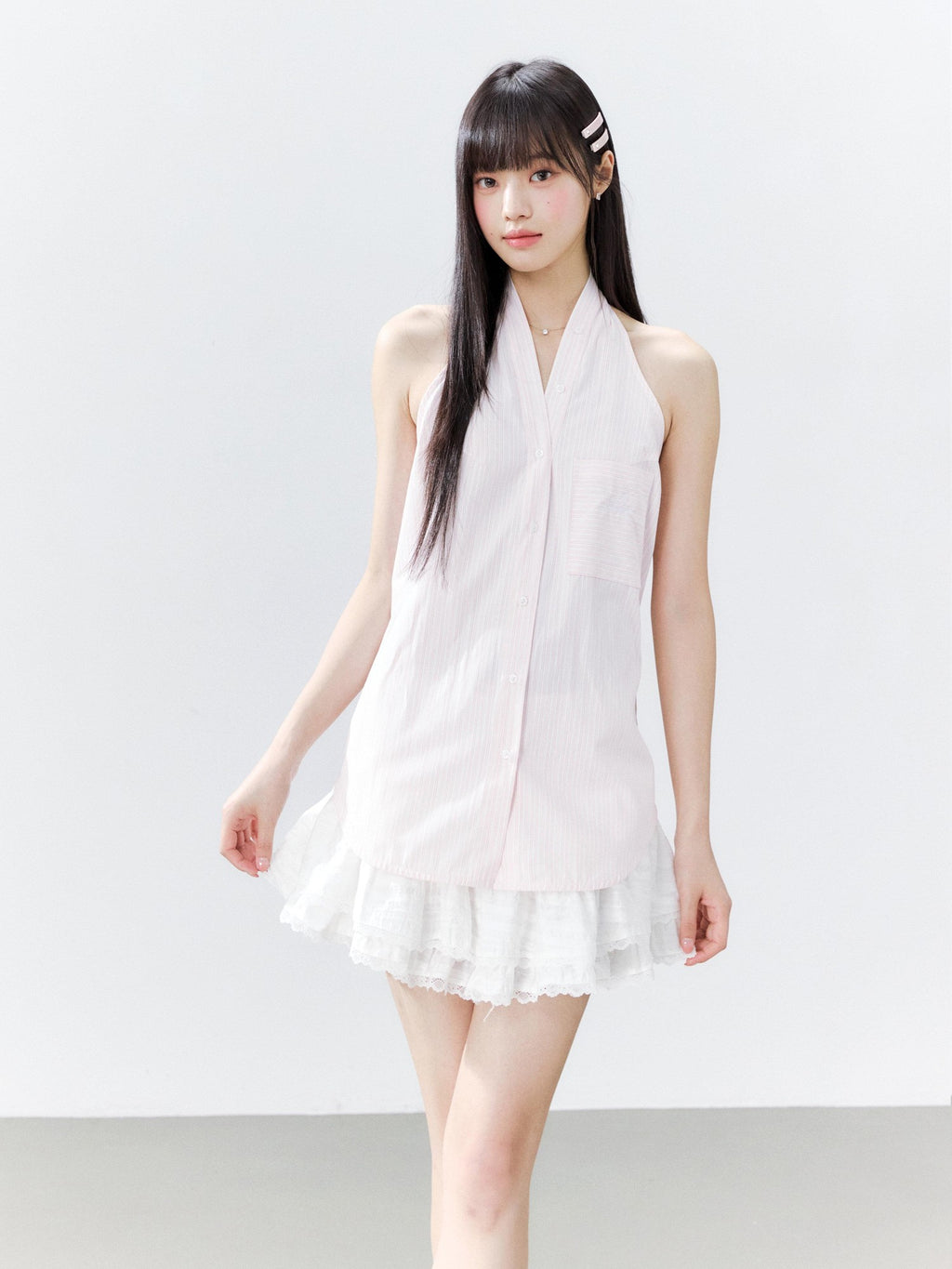 Hypoekai Striped Halter Neck Sleeveless Slim Fit Casual Women's Shirts