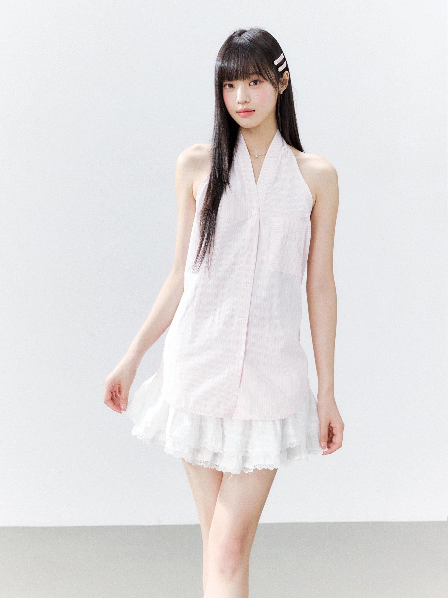 Hypoekai Striped Halter Neck Sleeveless Slim Fit Casual Women's Shirts