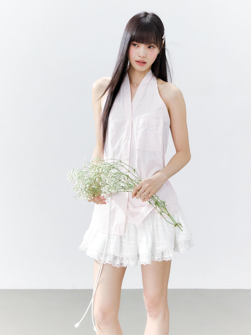 Hypoekai Striped Halter Neck Sleeveless Slim Fit Casual Women's Shirts