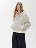 Hypoekai Striped Hooded Relaxed Loose Casual Slimming Women's Zip-up Hoodies