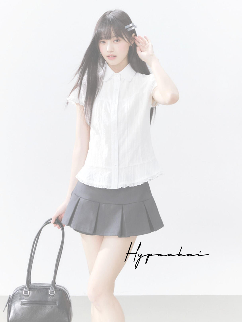 Hypoekai Striped Lapel Collar Cinched Waist Flutter Sleeves Women's Short Sleeve T-shirts