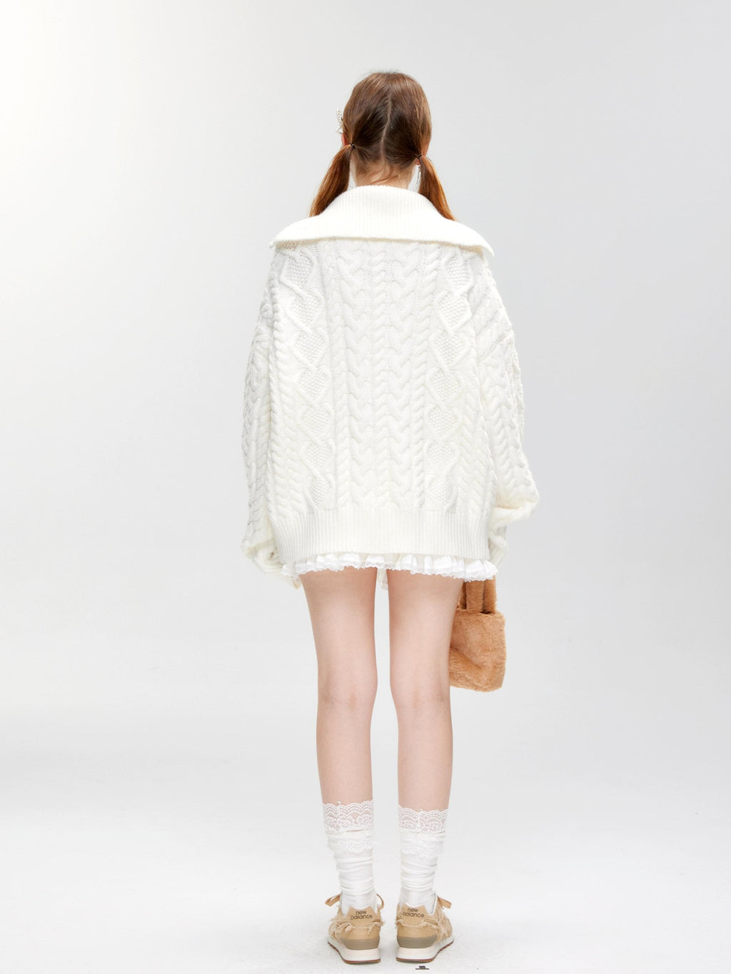 Hypoekai Sweet Collared Cable Knit Women's Knitted Button-up Cardigans