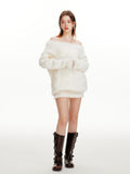 Hypoekai Sweet Spicy V-neck One Shoulder Women's Knit Off-shoulder Sweaters