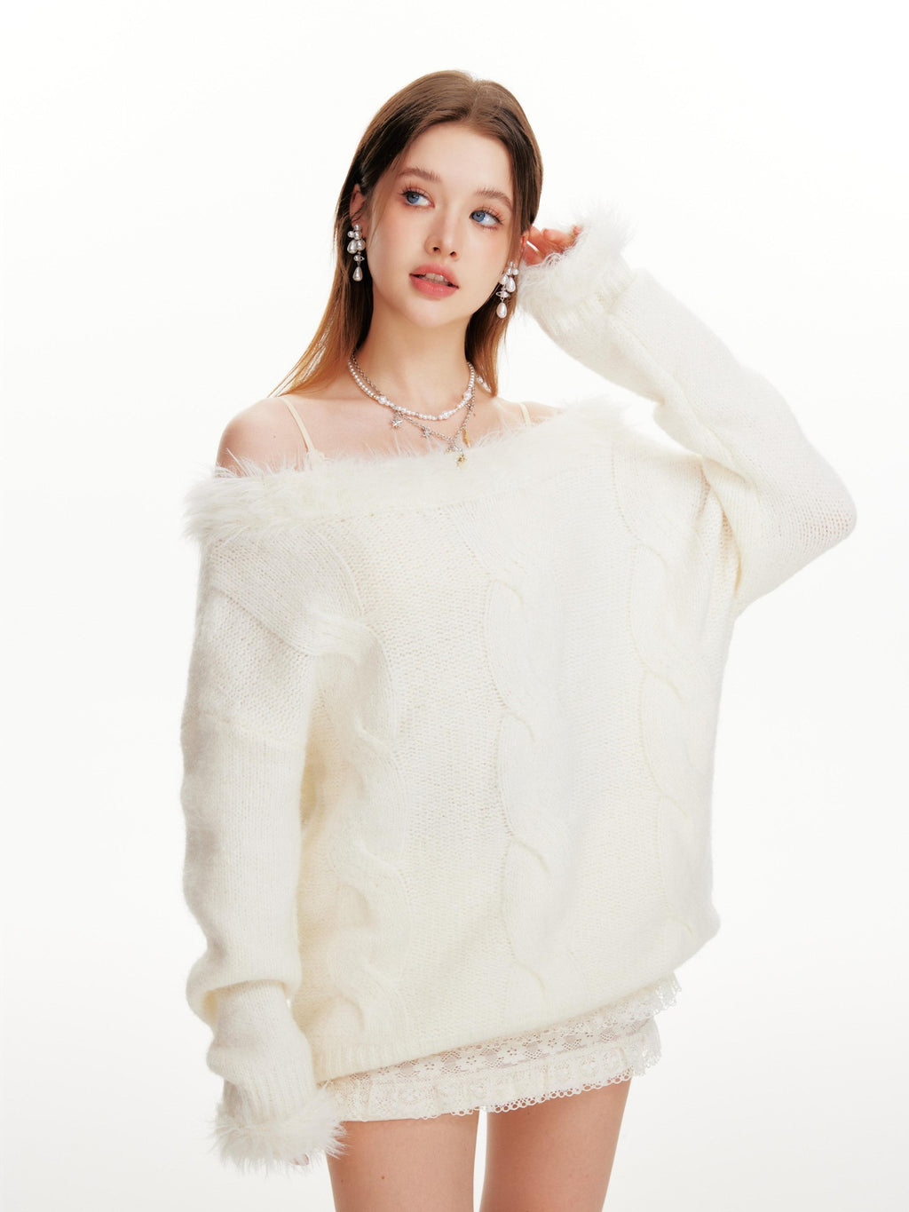 Hypoekai Sweet Spicy V-neck One Shoulder Women's Knit Off-shoulder Sweaters