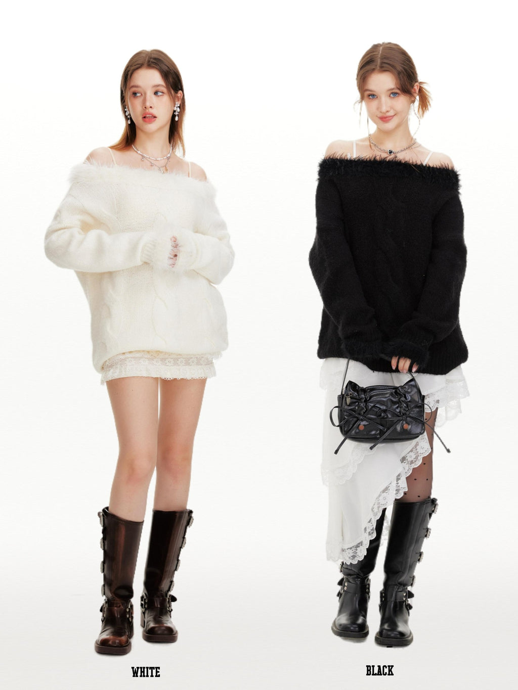 Hypoekai Sweet Spicy V-neck One Shoulder Women's Knit Off-shoulder Sweaters