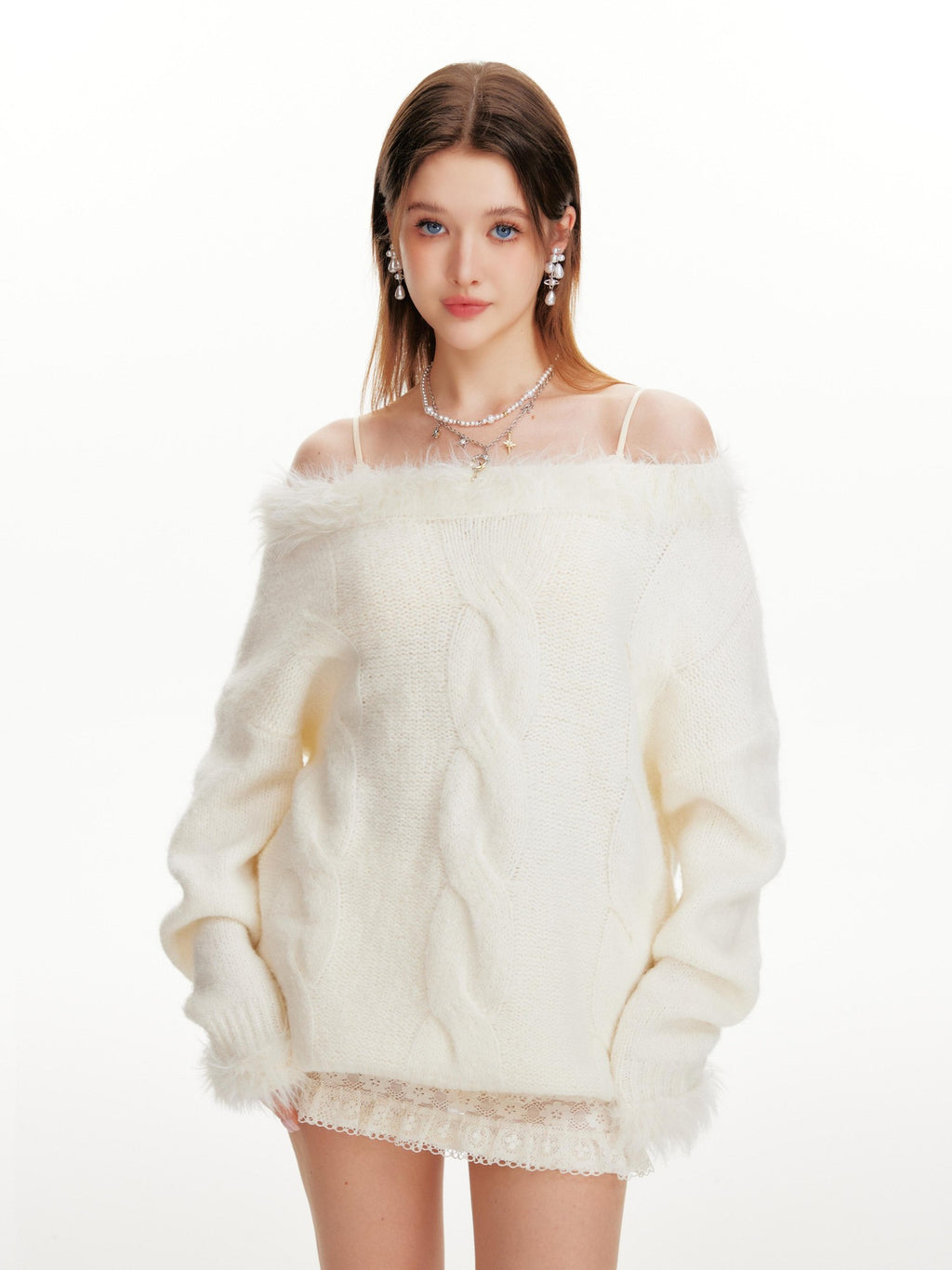 Hypoekai Sweet Spicy V-neck One Shoulder Women's Knit Off-shoulder Sweaters