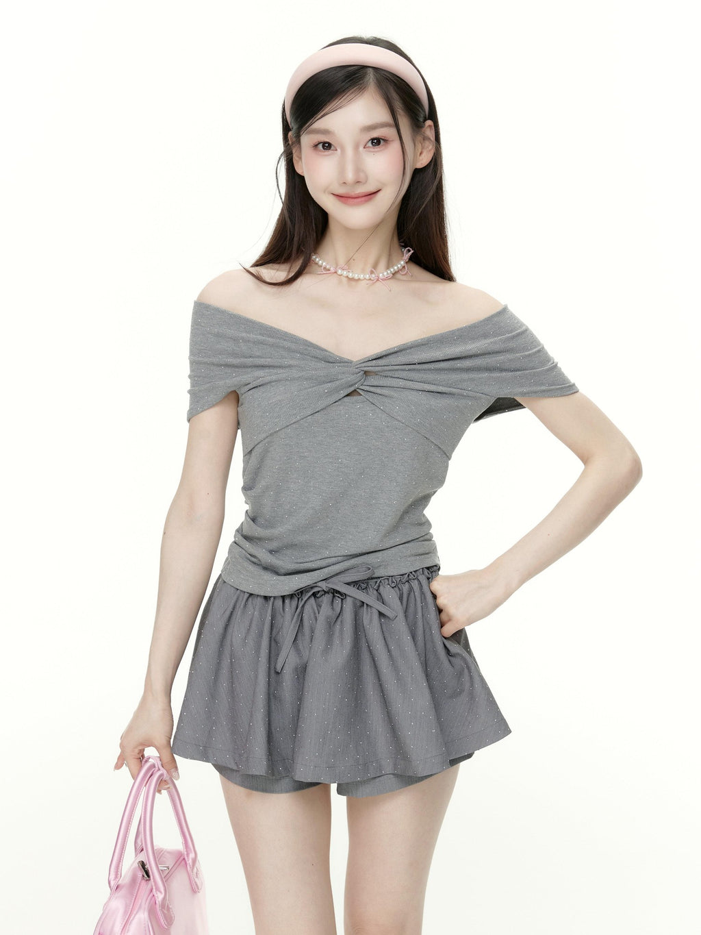 Hypoekai Vintage Rhinestone Bardot Slimming Women's Short Sleeve T-shirts