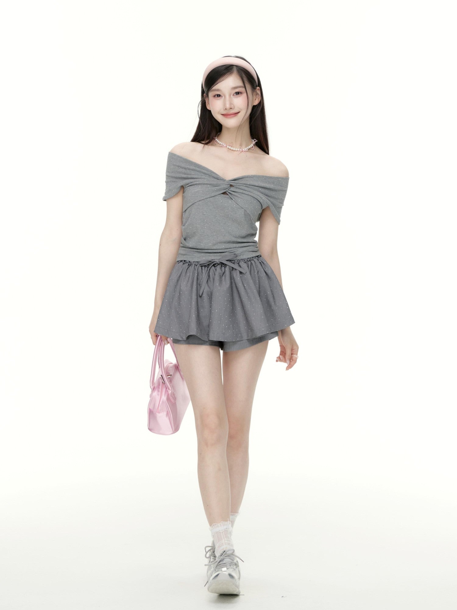 Hypoekai Vintage Rhinestone Bardot Slimming Women's Short Sleeve T-shirts