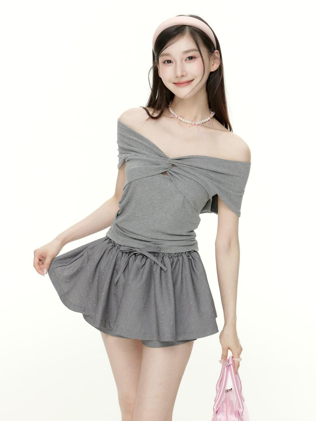 Hypoekai Vintage Rhinestone Bardot Slimming Women's Short Sleeve T-shirts