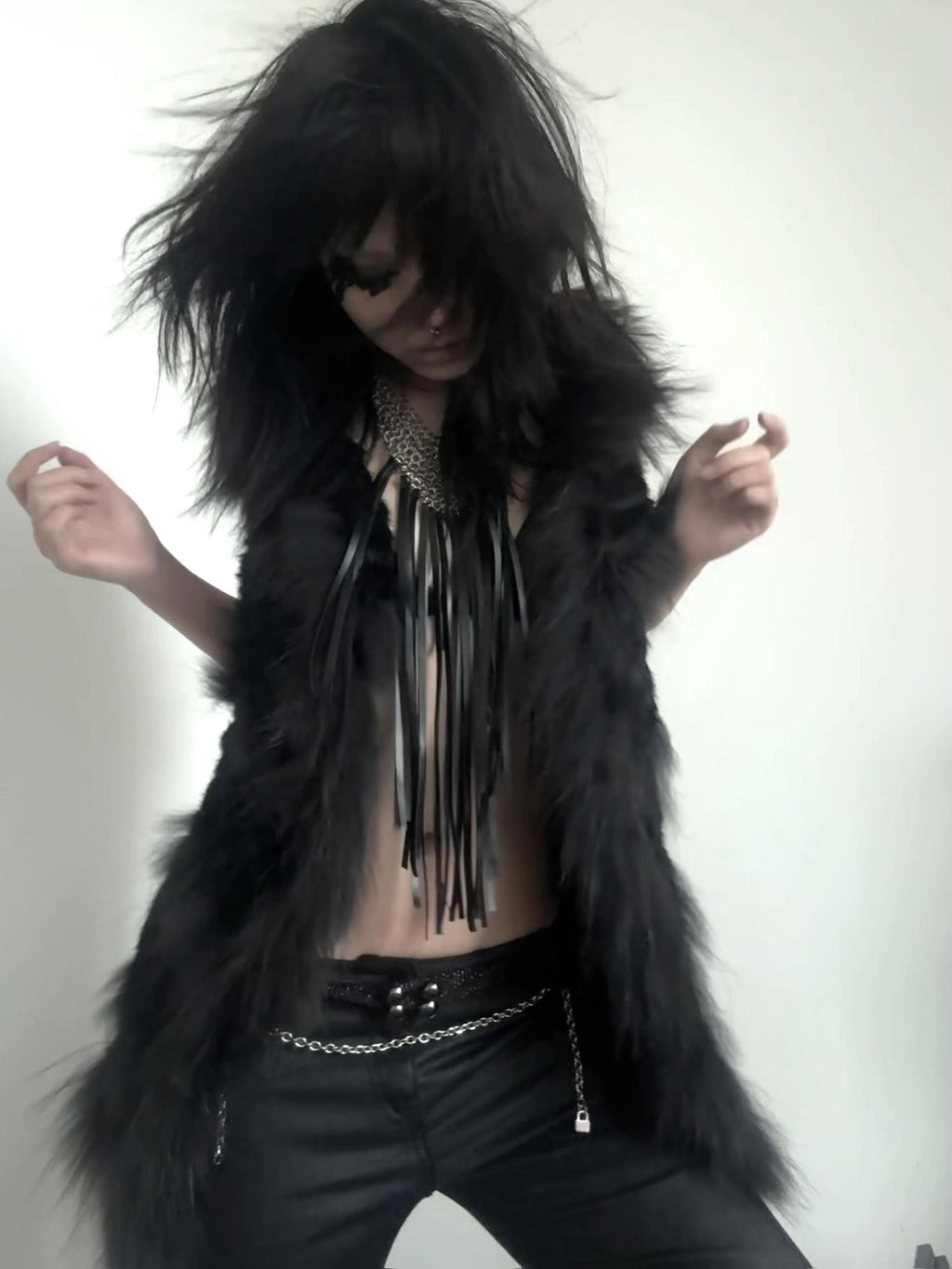 Imdelusion Avant Garde Punk Gothic Tassel Multilayer Women's Alloy Leather Necklaces