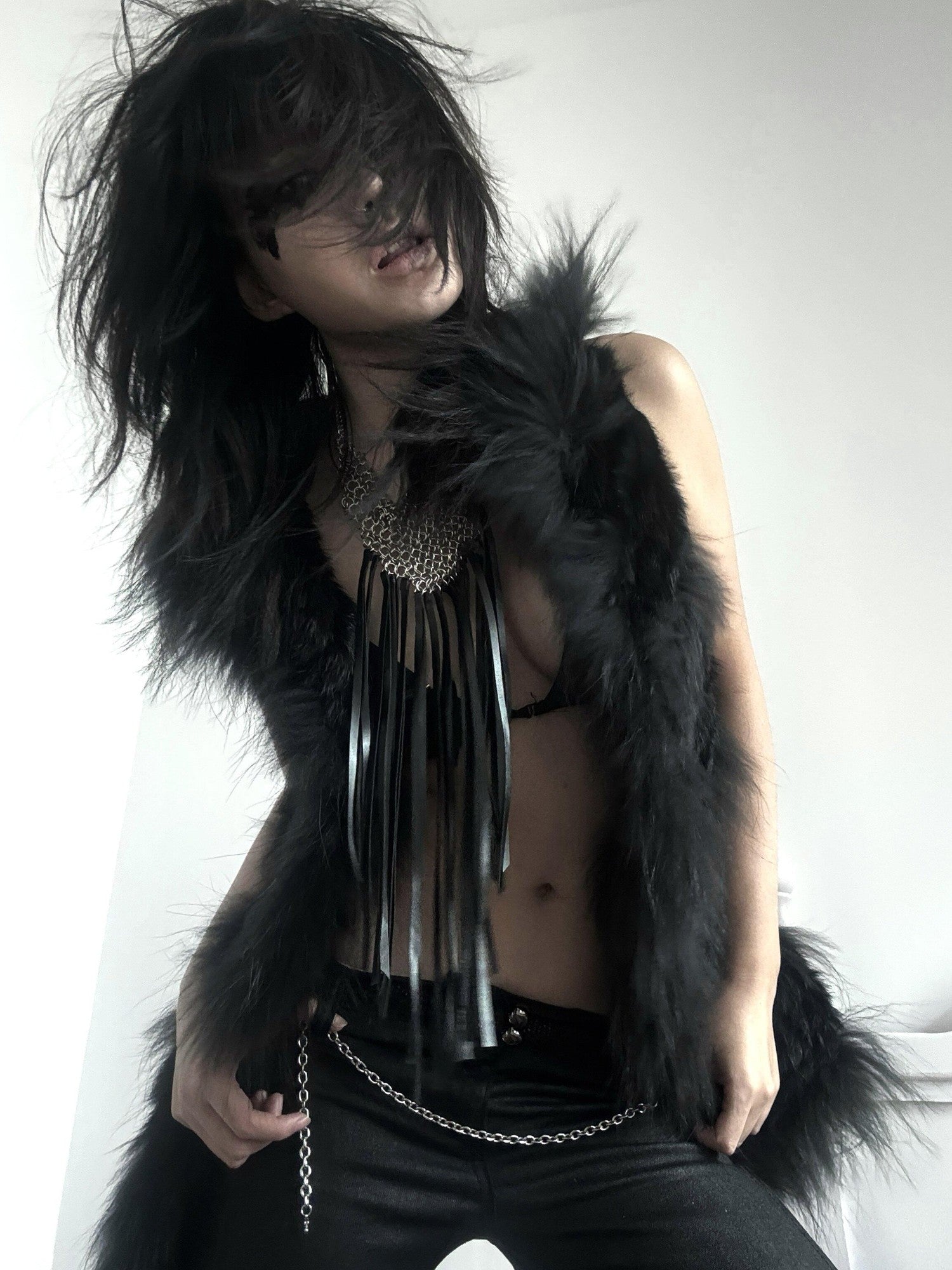 Imdelusion Avant Garde Punk Gothic Tassel Multilayer Women's Alloy Leather Necklaces