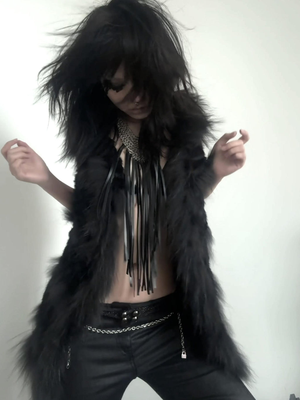 Imdelusion Avant Garde Punk Gothic Tassel Multilayer Women's Alloy Leather Necklaces