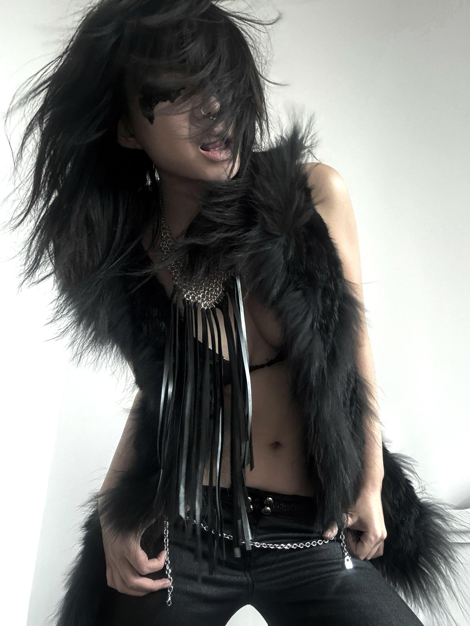 Imdelusion Avant Garde Punk Gothic Tassel Multilayer Women's Alloy Leather Necklaces