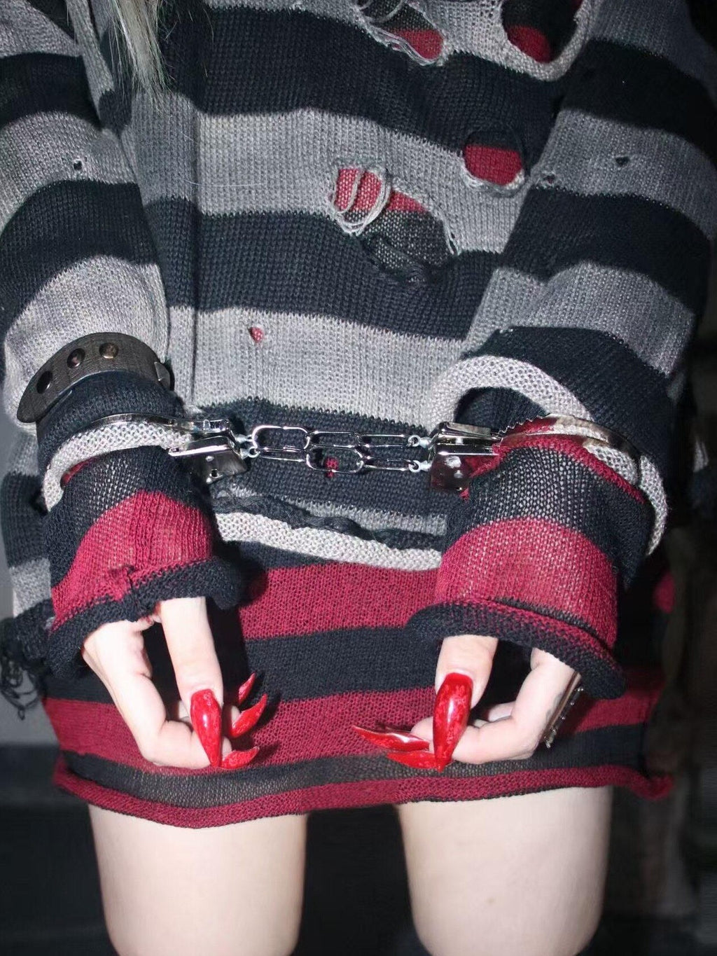 Imdelusion Avant Garde Punk Rock Studded Women's Genuine Waxed Lambskin Leather Bracelets