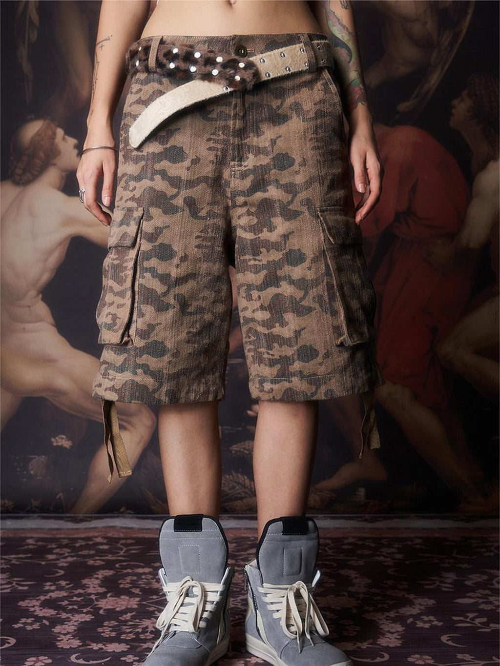 Imdelusion Camouflage Structured Large Pockets Women's 100 Percent Cotton Cargo Shorts