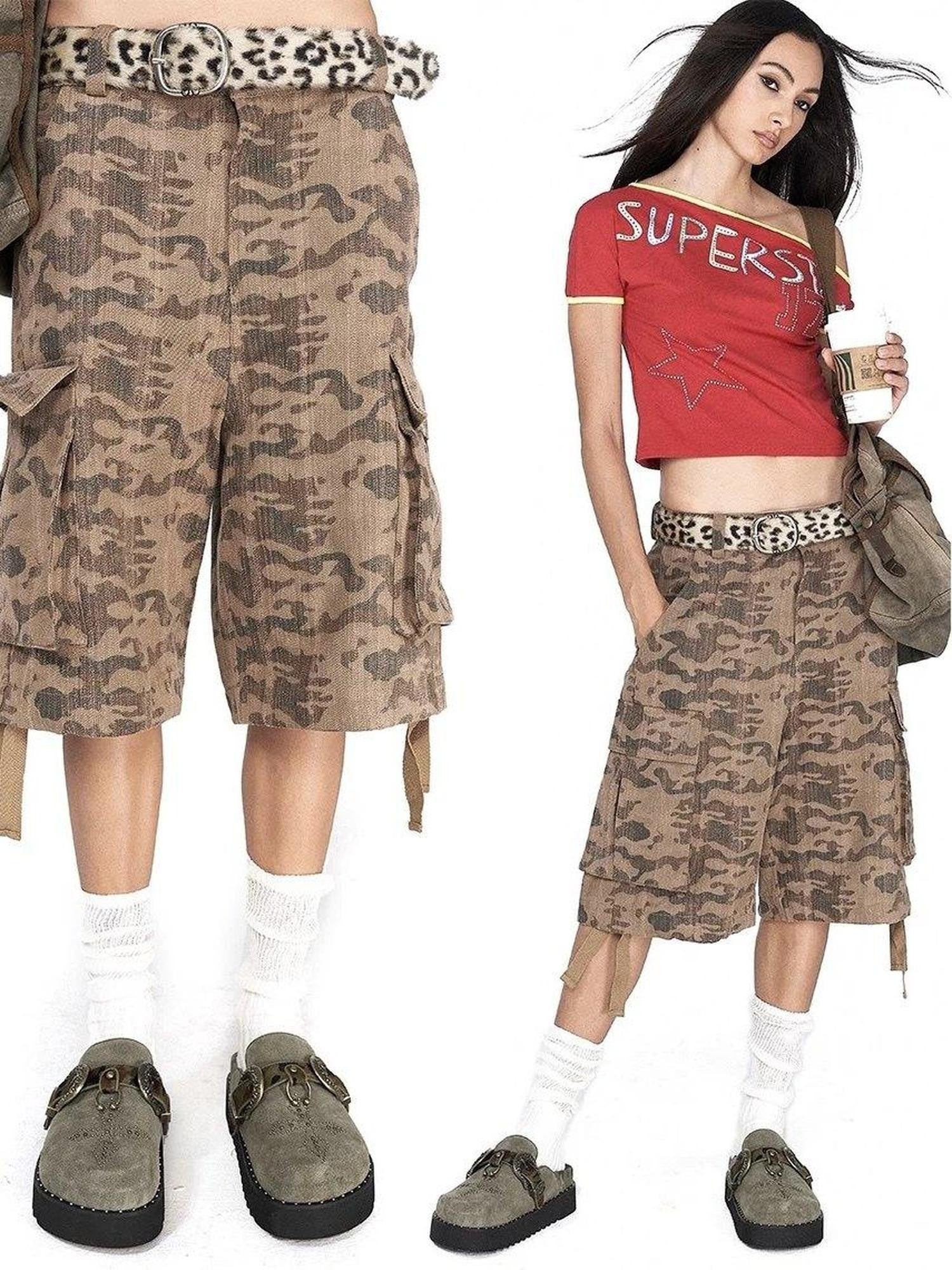 Imdelusion Camouflage Structured Large Pockets Women's 100 Percent Cotton Cargo Shorts